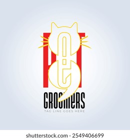 Pet Groomers Company Logo Template,  pet shop or cat cafe, animal hair salon, Abstract Background