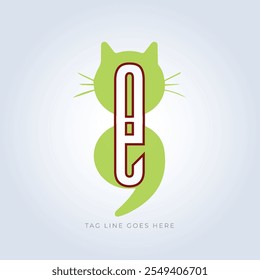 Pet Groomers Company Logo Template, pet shop ou gato café, salão de cabelo animal, fundo abstrato