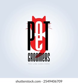 Pet Groomers Company Logo Template, pet shop ou gato café, salão de cabelo animal, fundo abstrato