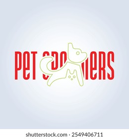 Pet Groomers Company Logo Template, pet shop ou gato café, salão de cabelo animal, fundo abstrato