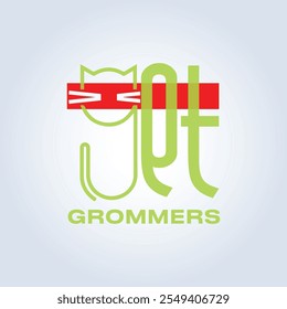 Pet Groomers Company Logo Template, pet shop ou gato café, salão de cabelo animal, fundo abstrato