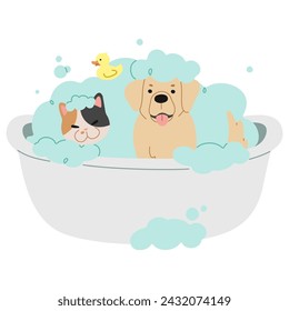Pet Grooming 1 cute on a white background, vector illustration.