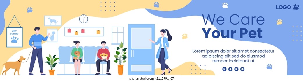 Pet Grooming and Animal Clinic Banner Template Flat Illustration Editable of Square Background Suitable for Social Media, Greeting Card and Web Internet Ads