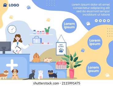 Pet Grooming and Animal Clinic Brochure Template Flat Illustration Editable of Square Background Suitable for Social Media, Greeting Card and Web Internet Ads