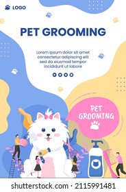 Pet Grooming and Animal Clinic Flyer Template Flat Illustration Editable of Square Background Suitable for Social Media, Greeting Card and Web Internet Ads