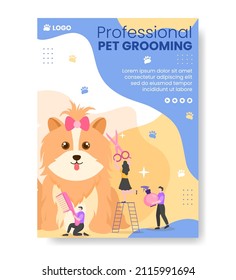 Pet Grooming and Animal Clinic Poster Template Flat Illustration Editable of Square Background Suitable for Social Media, Greeting Card and Web Internet Ads