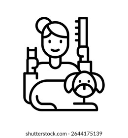 pet grooming black line icon for digital and print projects.  Minimal clean icons for apps and websites. Modern simple icons for UI UX and branding