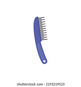 Pet Grooming Brush With Handle Flat Cartoon Vector Illustration Isolated On White Background. Brush For Animals Coat Treatment Icon Or Symbol For Grooming Salon.