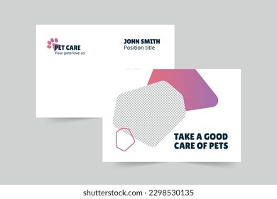 Pet Grooming Care business card template. A clean, modern, and high-quality design business card vector design. Editable and customize template business card