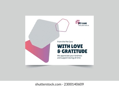 Pet Grooming Care greeting card template. A clean, modern, and high-quality design business card vector design. Editable and customize template business card