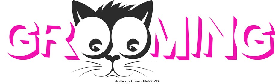 Pet Grooming and care muzzle cat silhouette	
