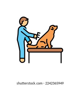 Pet grooming color line icon. Dog training. Animal education. 