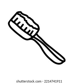 Pet grooming comb and brush for dog and cat hair in hand drawn doodle style. Vector illustration.