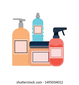 pet grooming containers on white background