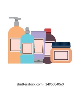 pet grooming containers on white background