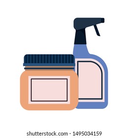 pet grooming containers on white background