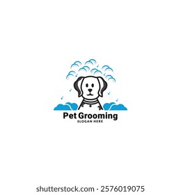 pet grooming icon, animal grooming salon, dog or cat paw, scissors with comb for groomer, flat symbol - editable stroke vector illustration