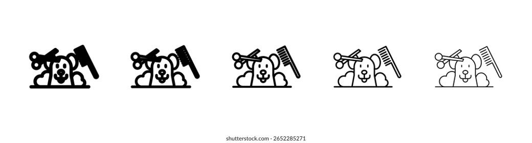 Icono de aseo de mascotas lleno de concepto de letrero plano para el Diseño web.