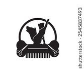 Pet grooming icon logo vector design, illustration template