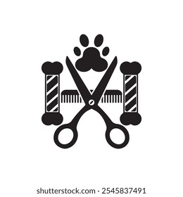 Pet grooming icon logo vector design, illustration template