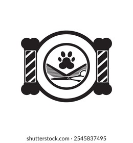 Pet grooming icon logo vector design, illustration template