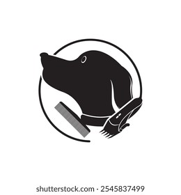 Pet grooming ícone logotipo vetor design, modelo de ilustração