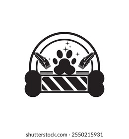 Pet grooming icon logo vector design, illustration template