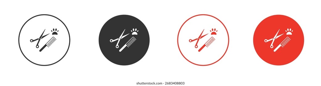 Icono de aseo de mascotas Logos. Plantilla de diseño de icono de Vector plano