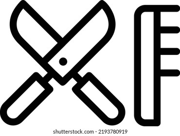 Pet Grooming Icon With Outline Style, Veterinary Sign And Symbol Isolated On White Background