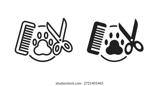 Icono de aseo de mascotas para la Plantilla. Conjunto de gráficos de Vector de iconos