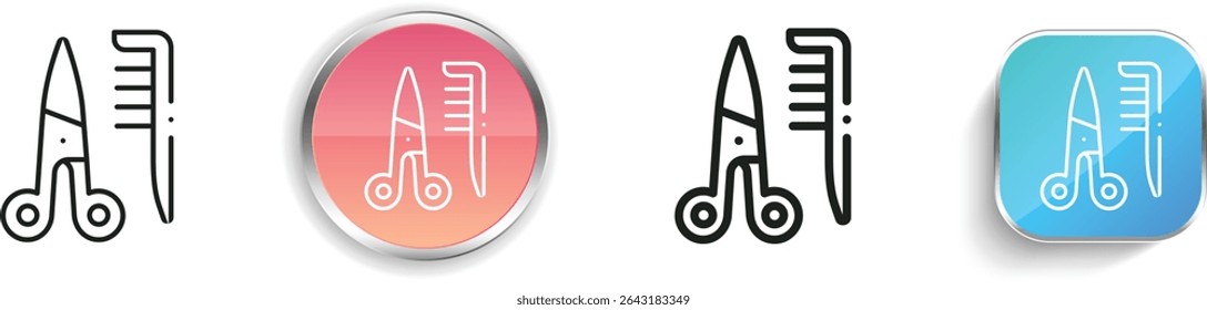 Icono de aseo de mascotas. Diseño de estilo lineal delgado, regular y de Botón aislado sobre fondo blanco