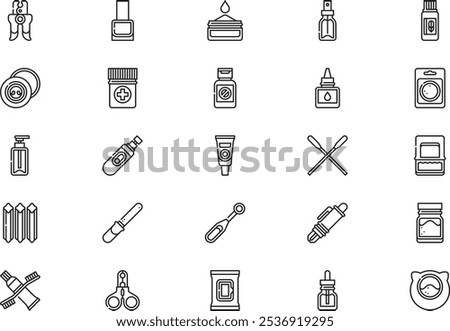 Pet grooming icons collection is a vector illustration with editable stroke.