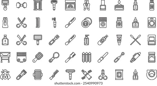 Pet grooming icons High-Quality Vector Icons Collection with Editable Stroke. Ideal for Professional and Creative Projects.