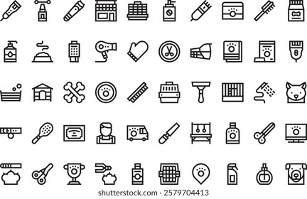 Pet grooming icons High-Quality Vector Icons Collection with Editable Stroke. Ideal for Professional and Creative Projects