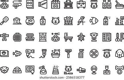 Pet grooming icons High-Quality Vector Icons Collection with Editable Stroke. Ideal for Professional and Creative Projects.