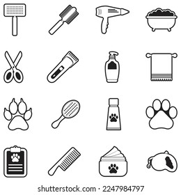 Pet Grooming Icons. Line With Fill Design. Vector Illustration.