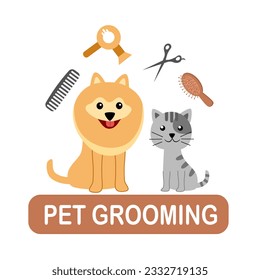 Pet grooming logo concept. Animal grooming hair salon.