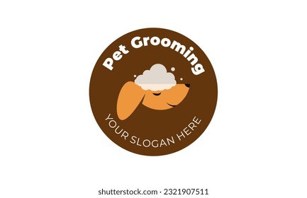 Pet grooming logo emblem vector design