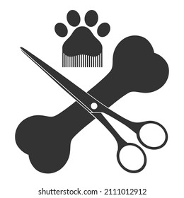 Pet grooming logo illustration on white background