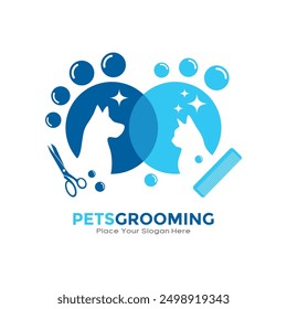 Pet grooming logo vector design. Suitable for business, animal, pet and information