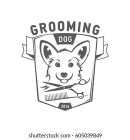 Pet grooming logo. Vector illustration