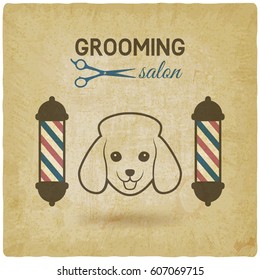 pet grooming salon logo design vintage background. vector illustration - eps 10