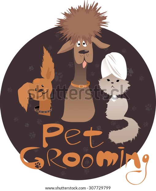 Pet Grooming Service Illustration Two Dogs Stock Vector (Royalty Free