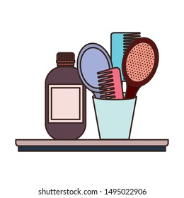 pet grooming set on white background