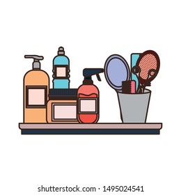 pet grooming set on white background