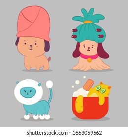 Pet grooming vector concept illustration.