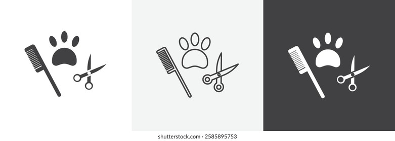 Pet grooming vector icons collection graphic designs for ui designs