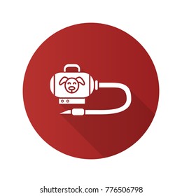 Pet hair vacuum cleaner flat design long shadow glyph icon. Hoover. Vector silhouette illustration