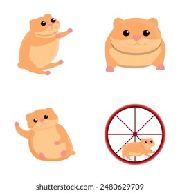 Pet hamster icons set cartoon vector. Animal rodent. Cartoon character