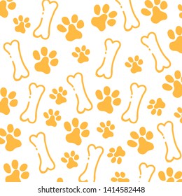 Pet Hand draw doodle background with cat or dog paws